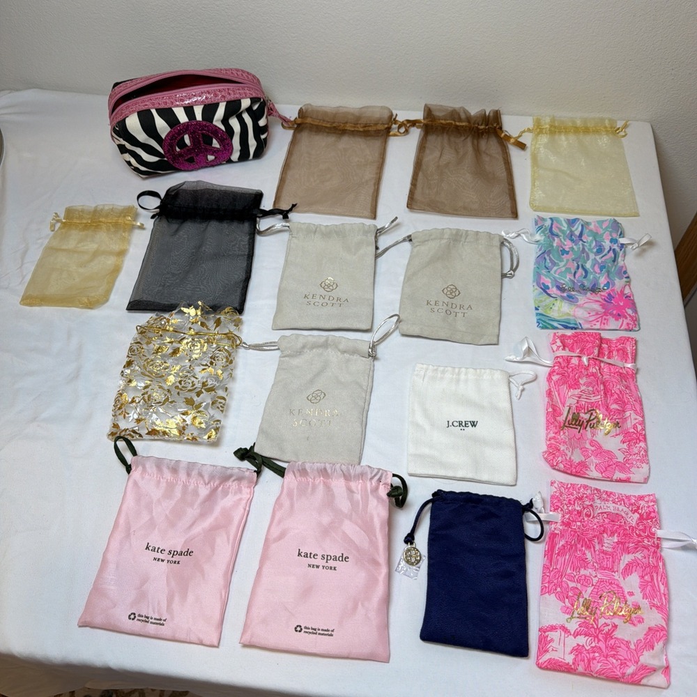 Kendra Scott Kate Spade Lily Pulitzer Tory Burch Jewelry Dust Bag Lot